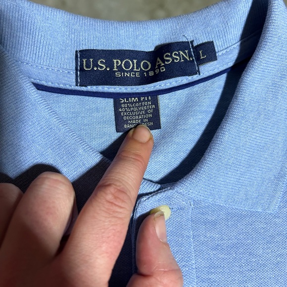 U.S. Polo Assn. Men's Light Blue Slim Fit Short Sleeve Polo Shirt Size L - Picture 2 of 5